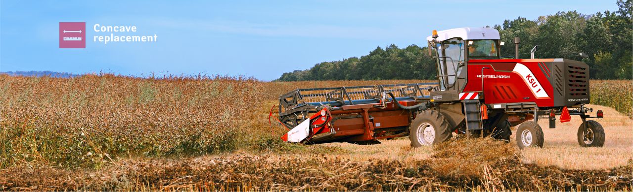 self-propelled windrower KSU 1 works in the field